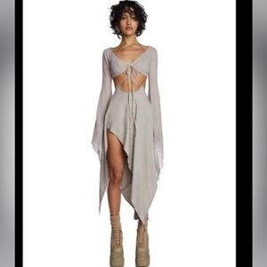 Dolls Kill Echo Asymmetrical Mesh Wrap Dress